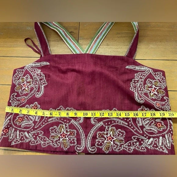 Anthropologie Sleeveless Embroidered Apron Tank Open Back Embroidered NWT Size L - Picture 16 of 16